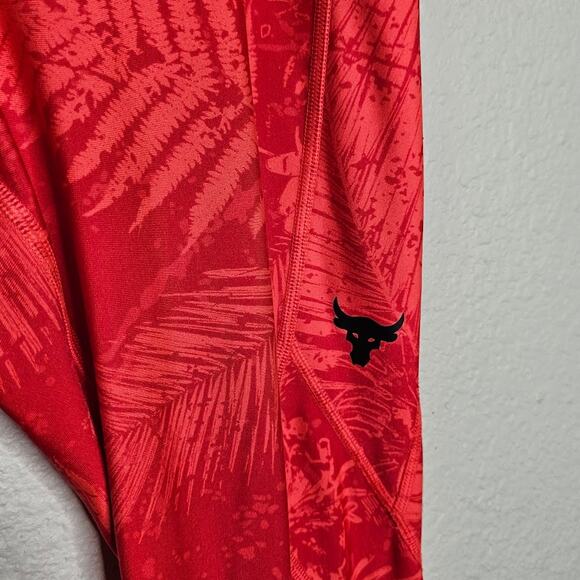 Under Armour Project Rock womens Large coral Printed Ankle Crop leggings - Picture 3 of 7